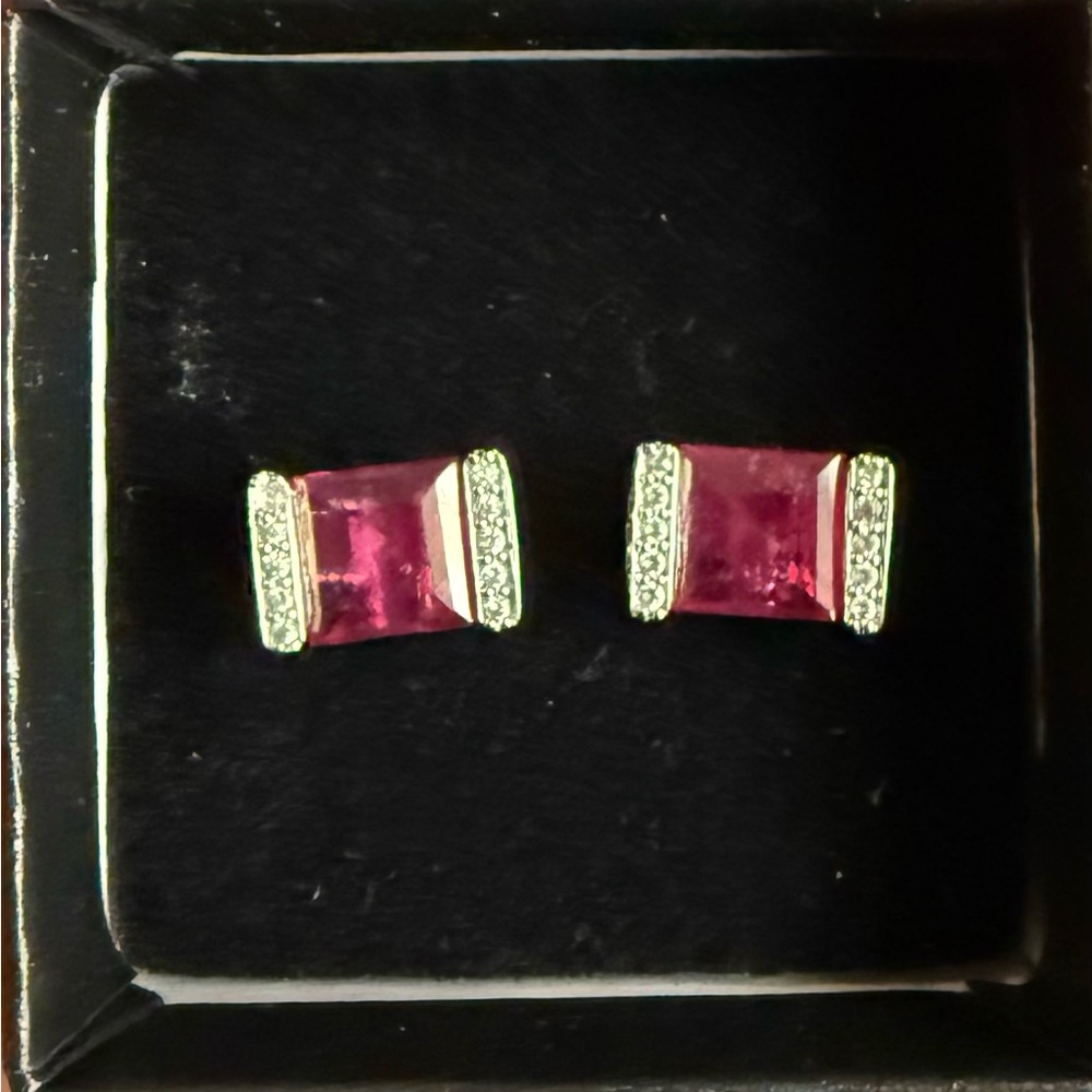 Elegant Stauer Lab-Created Ruby Stud Earrings - image 1